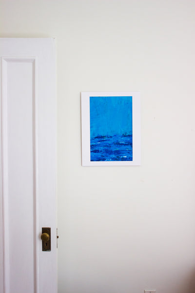 Blue Abstract Print in Room