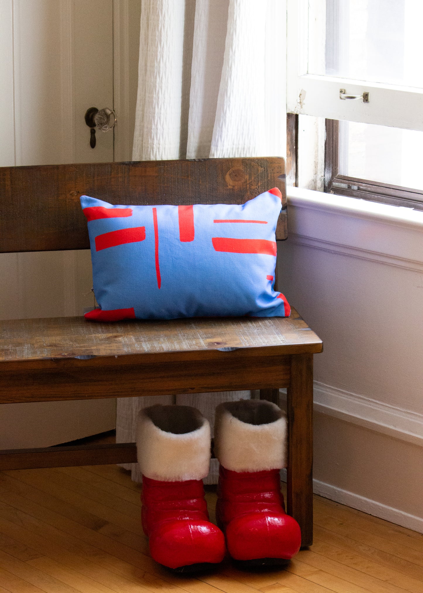 Blue and Red Pillow