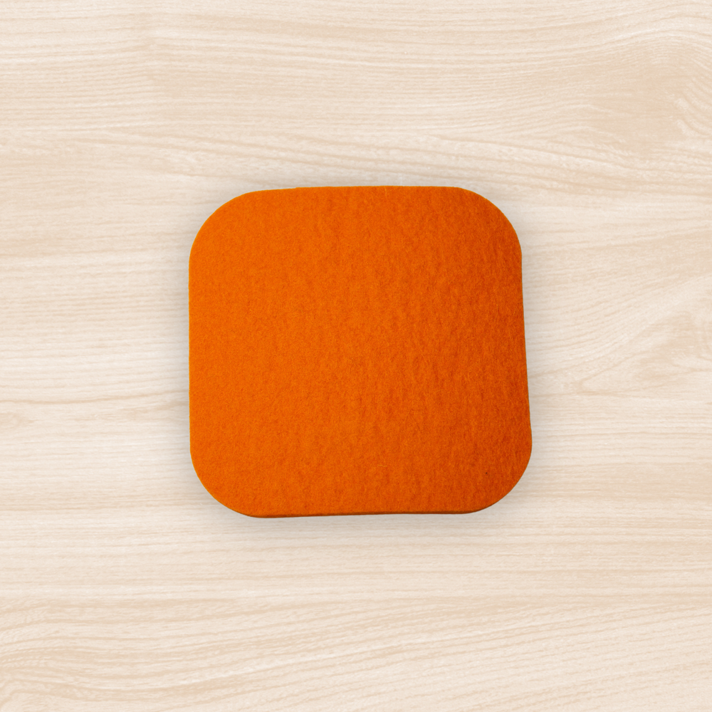 Orange Rounded Square Felt Coaster