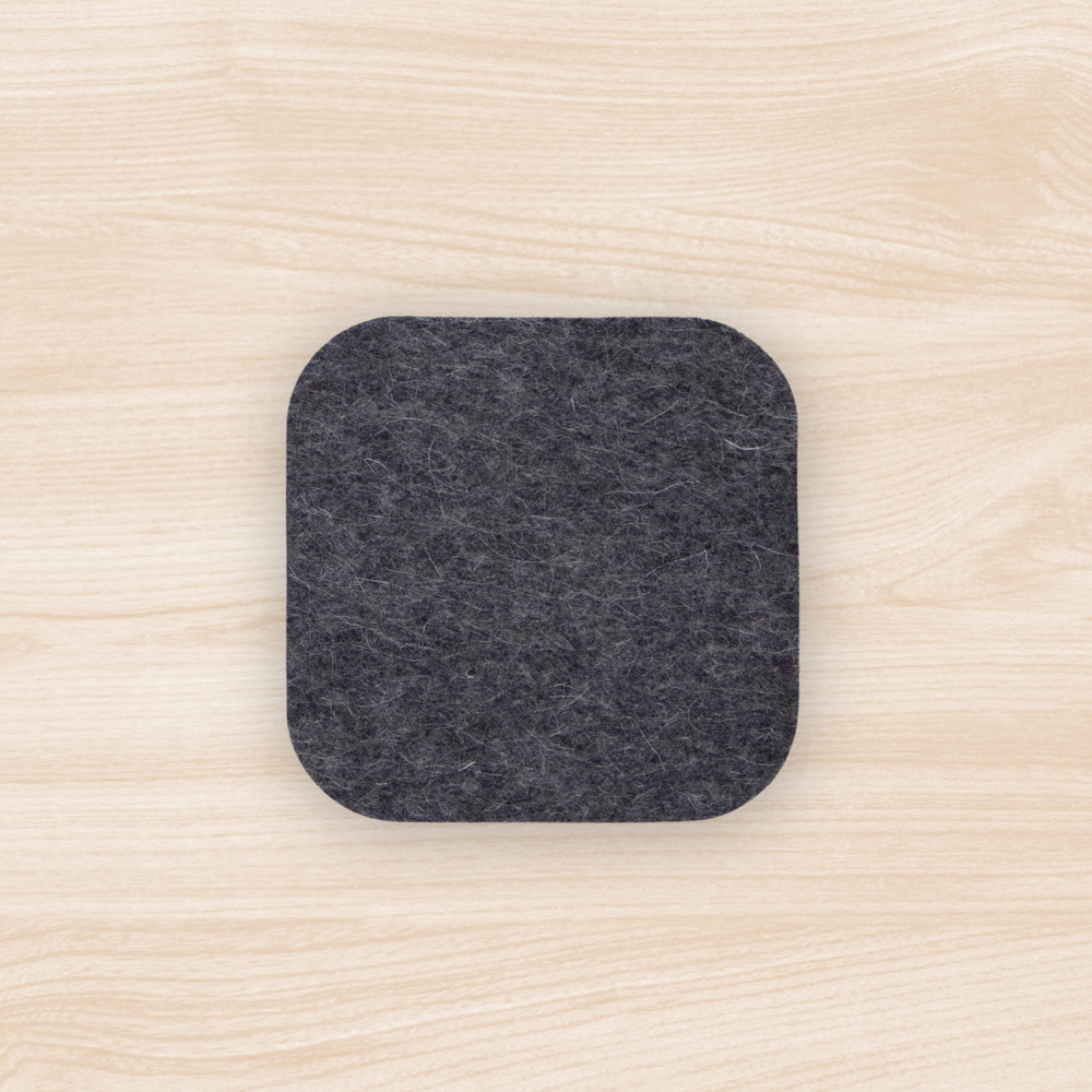 Graphite Rounded Square Felt Coaster