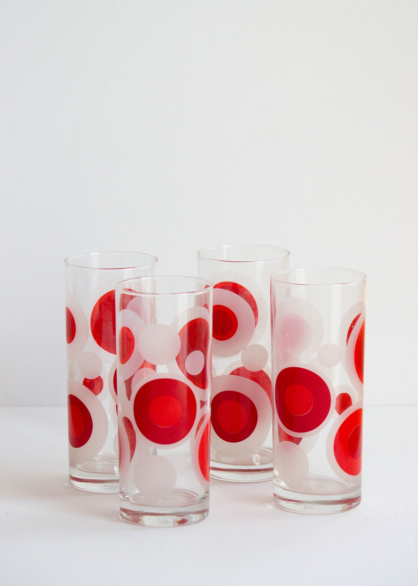 Vintage Red Dot Glasses (Set of Four)