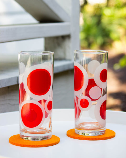 Vintage Red Dot Glasses (Set of Four)