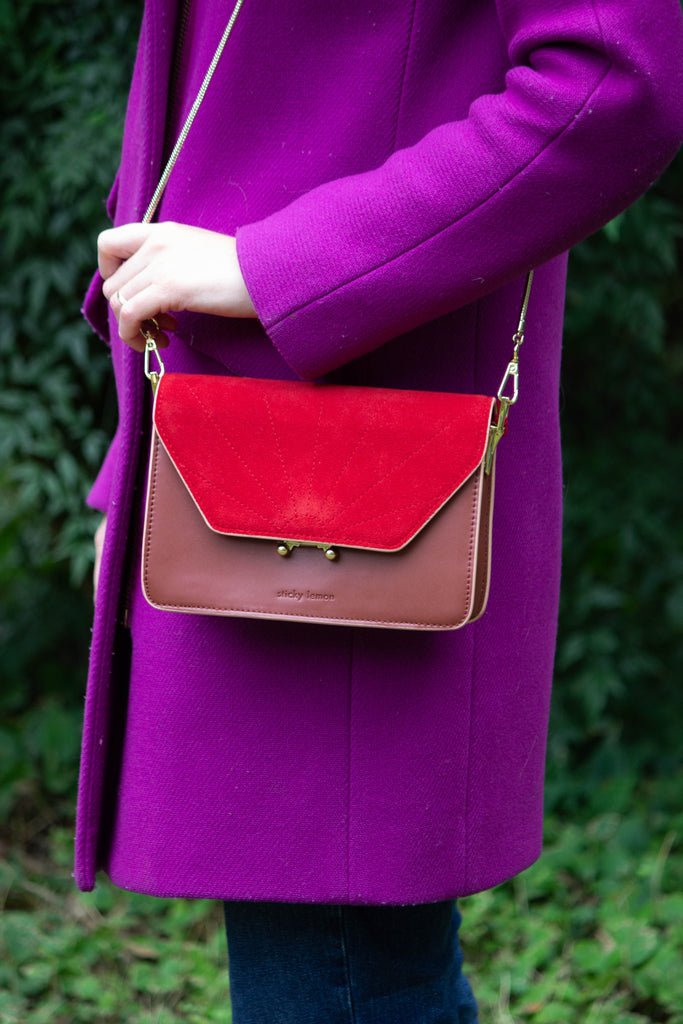 Faded Burgundy and Poppy Red Shoulder Bag – little fuss