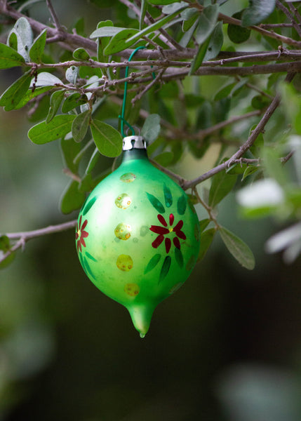 Vintage Green Painted Petal Ornament