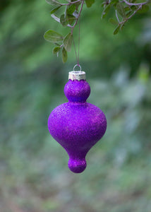 Vintage Sparkling Purple Oval Toy Top Ornament