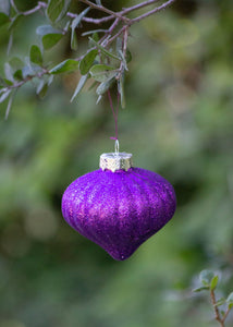 Vintage Sparkling Purple Round Toy Top Ornament