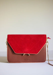 Faded Burgundy and Poppy Red Shoulder Bag