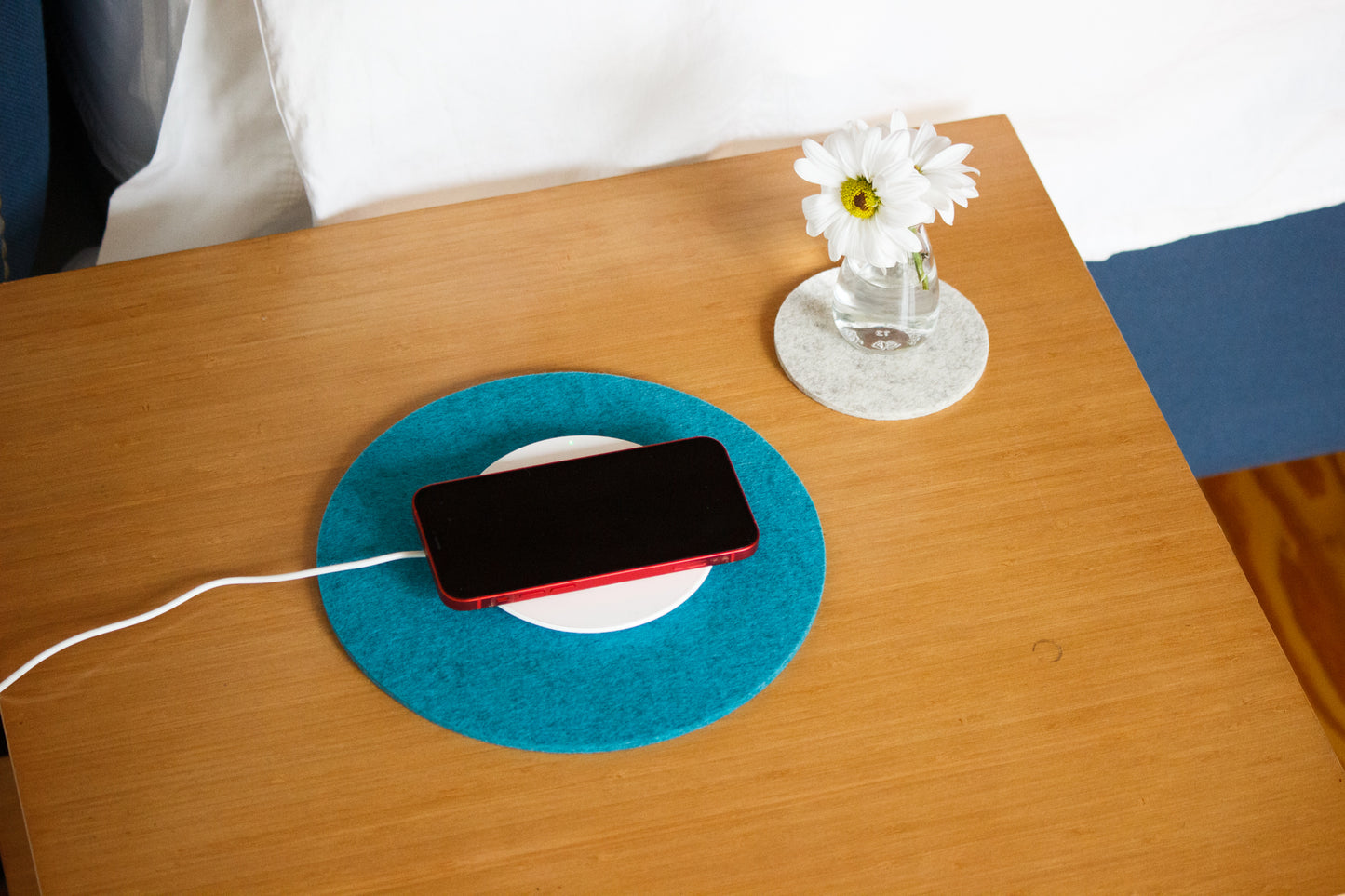 Lagune Felt Circle Trivet on Table