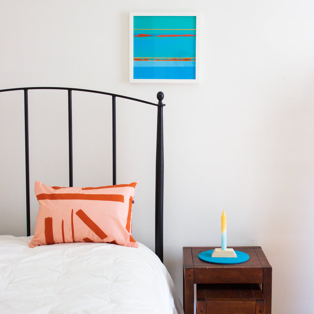 
                  
                    Pink and Rust Pillow in Bedroom
                  
                