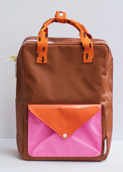 Large Brown and Orange and Pink Sprinkles Envelope Backpack