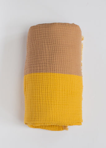 Yellow Crinkle Stripe Throw Blanket