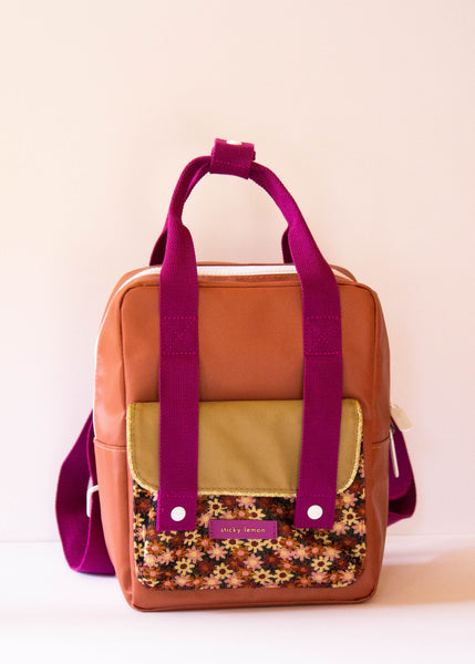 Mini Jeronicus Brown and Flowerfield Pink Golden Backpack