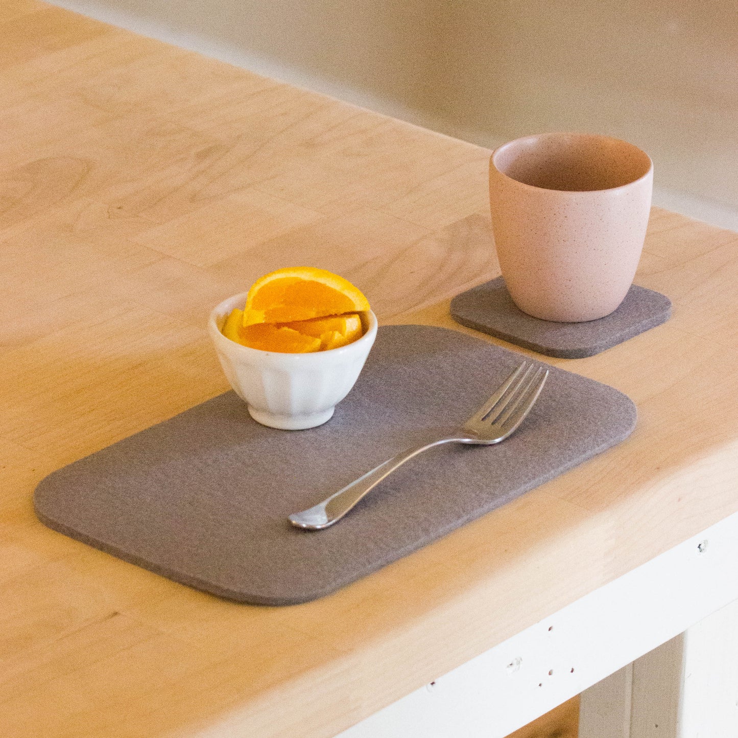 Hellgrau Rounded Square Felt Coaster