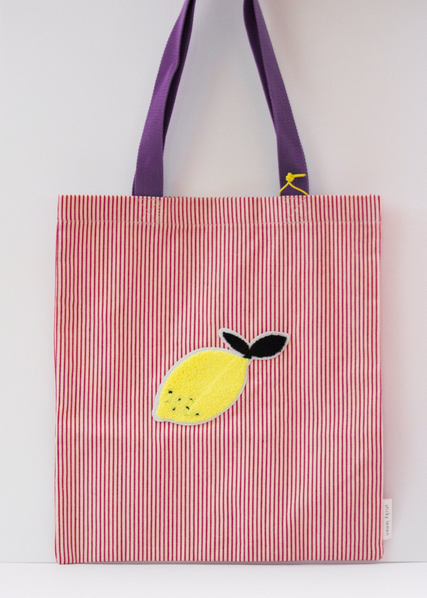 Red Stripe Lemon Tote Bag