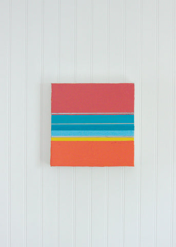Coral and Blue Stripe  Painting